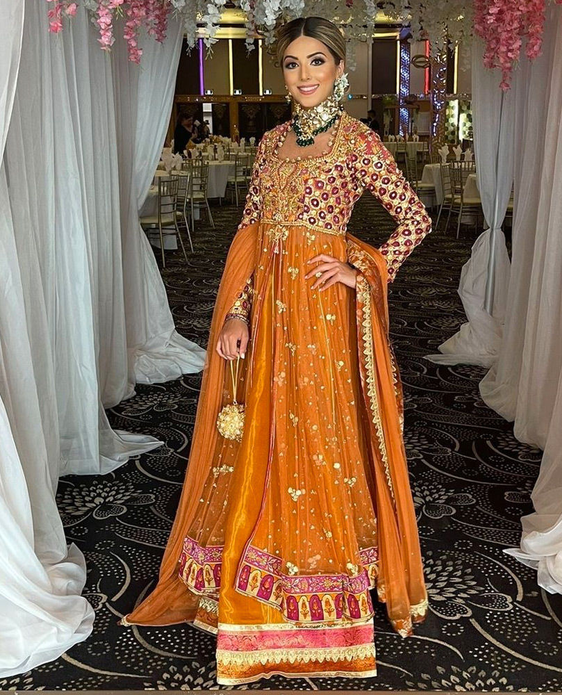 Picture of Shanza is a picture of grace in a signature #FarahTalibAziz ensemble in eye catching, festive hues.