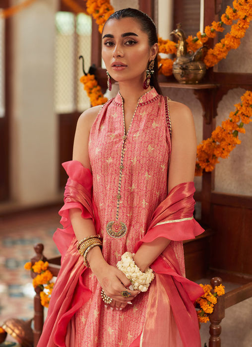 Marissa Tangerine Shirt And Dupatta