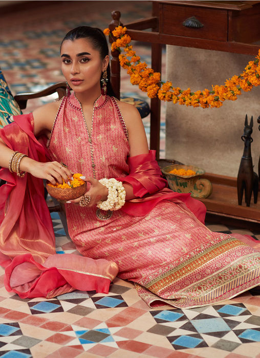 Marissa Tangerine Shirt And Dupatta