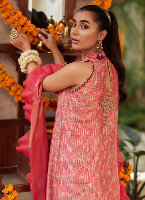 Marissa Tangerine Shirt And Dupatta