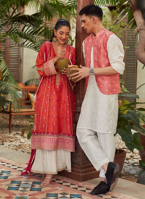 Jonie Tangerine Kurta And Dupatta