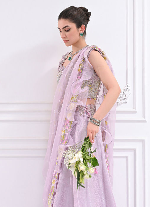 Labella Lavender Lengha Choli With Draped Dupatta