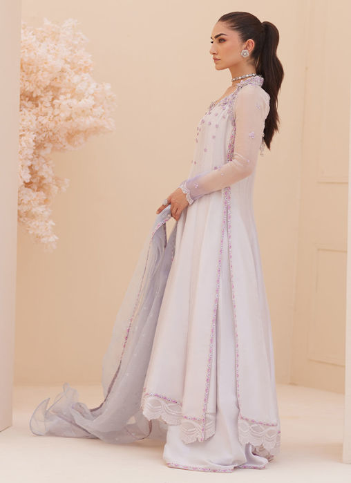 Katniss Silver Pearl Kalidar And Dupatta