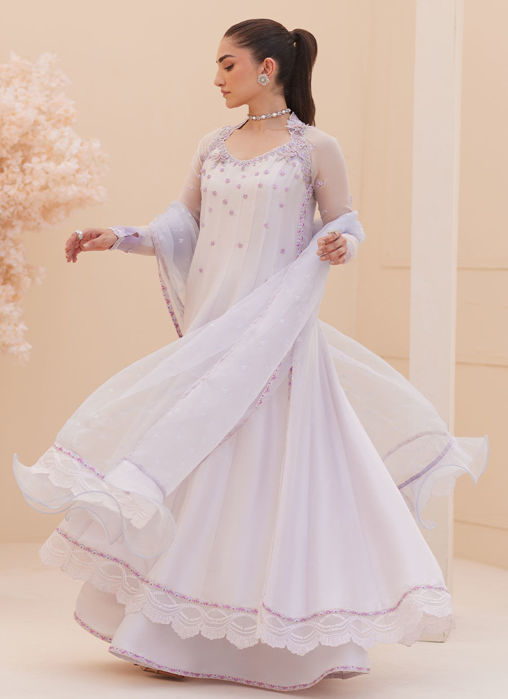 Katniss Silver Pearl Kalidar And Dupatta