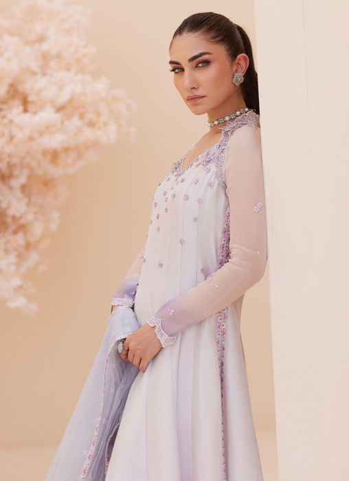 Katniss Silver Pearl Kalidar And Dupatta