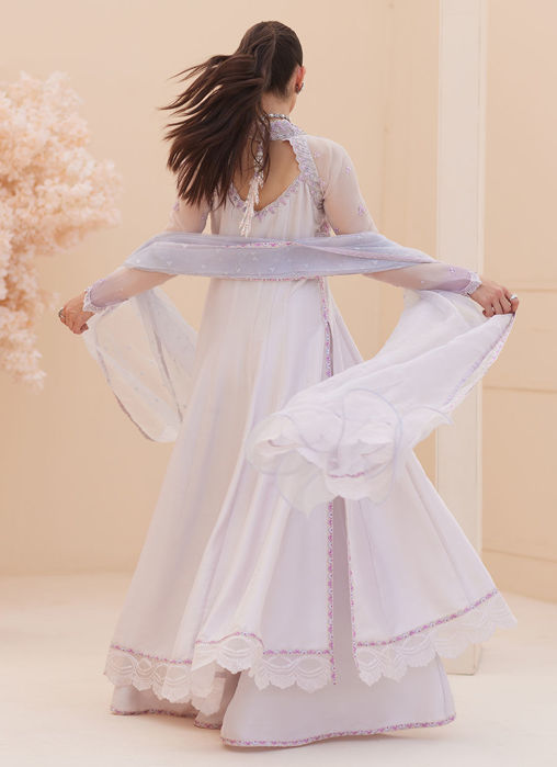 Katniss Silver Pearl Kalidar And Dupatta