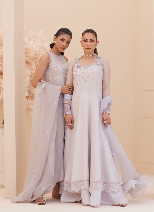 Katniss Silver Pearl Kalidar And Dupatta