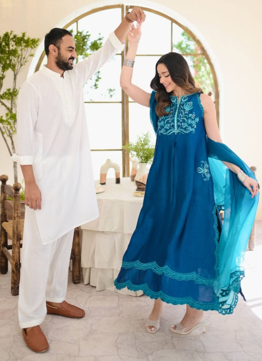 Skylar Teal Shirt And Dupatta