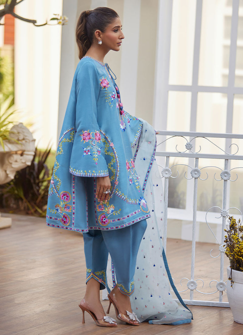 Nyssa Blue Shirt and Dupatta