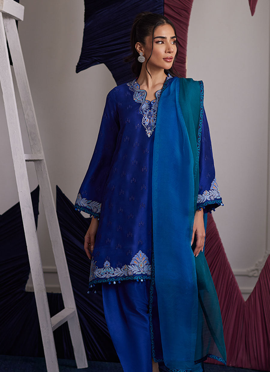 Aliza Azure Shirt And Dupatta