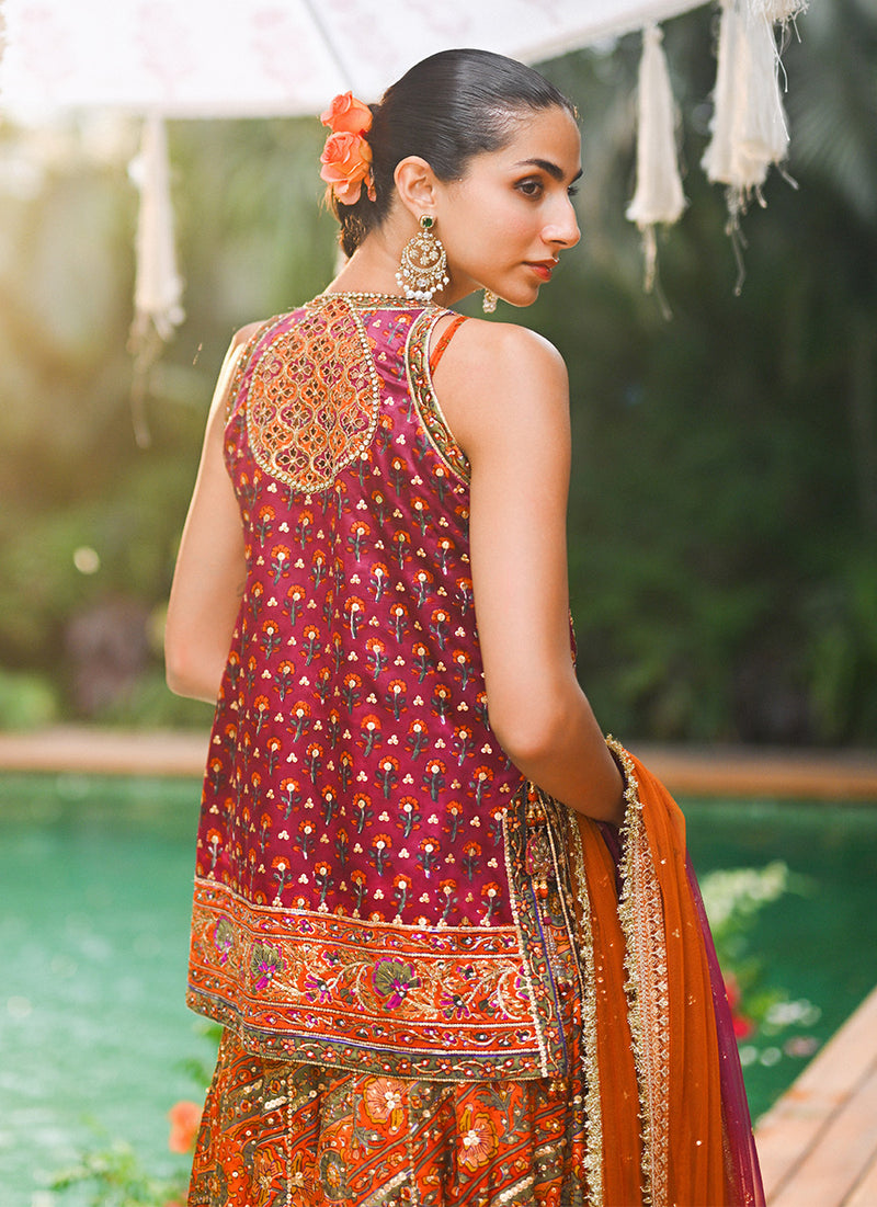 Corina Open Front Jacket And Lehnga