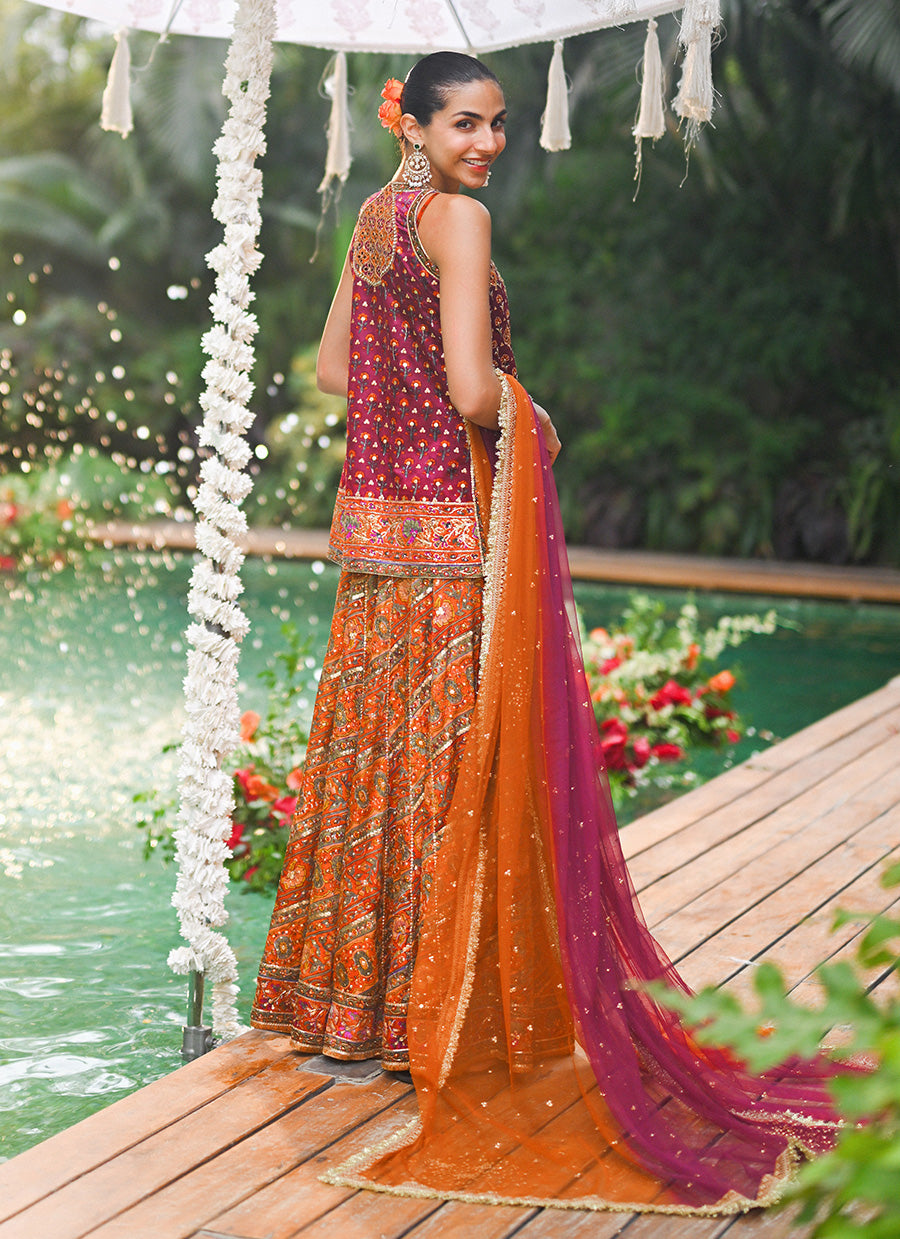 Corina Open Front Jacket And Lehnga
