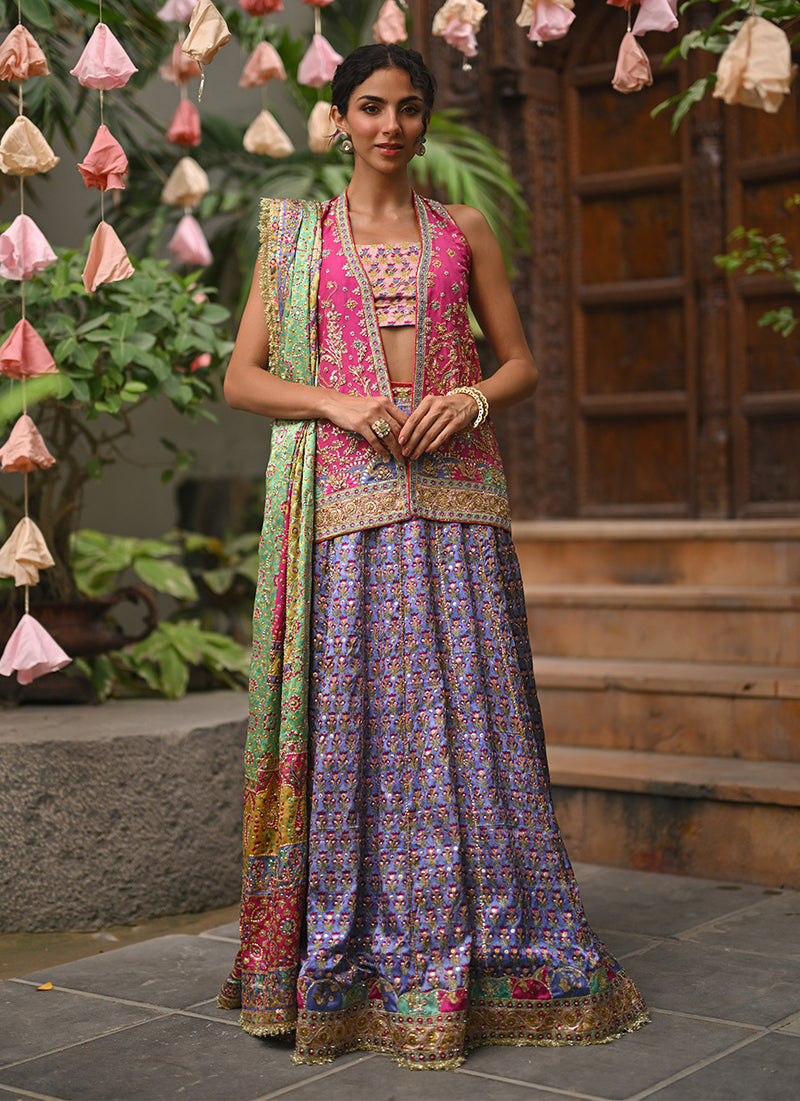 Serah Open Cape And Lehnga