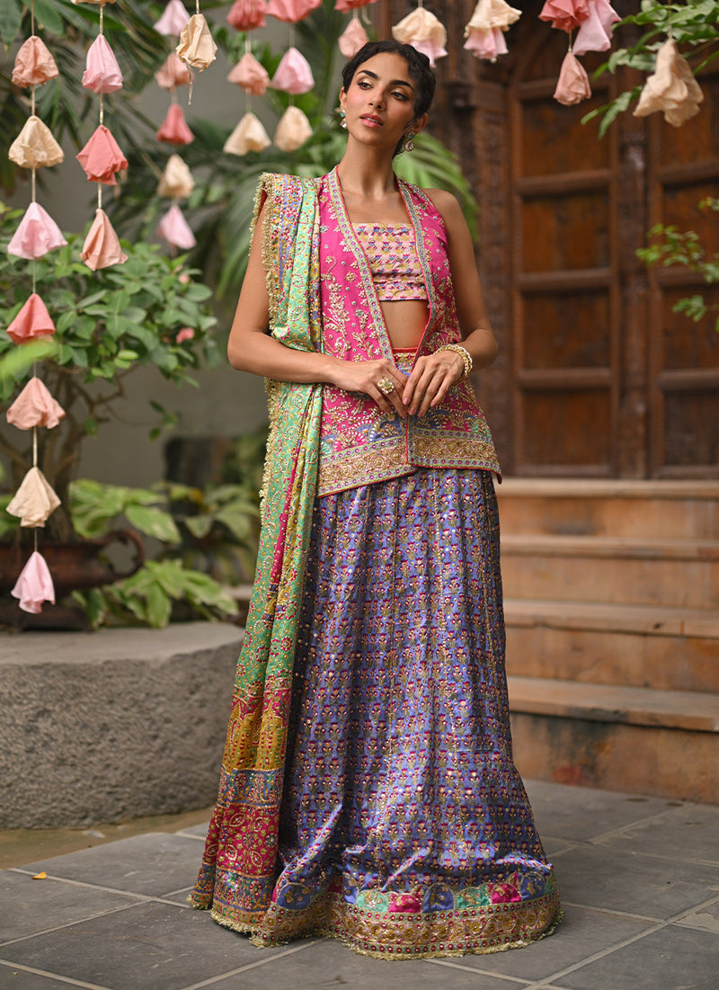 Serah Open Cape And Lehnga