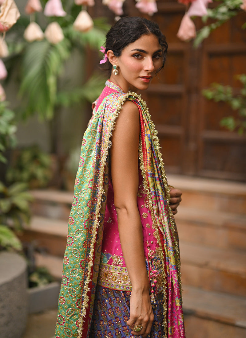 Serah Open Cape And Lehnga
