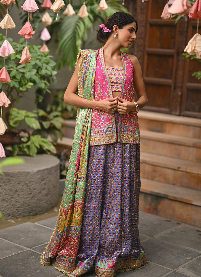 Serah Open Cape And Lehnga