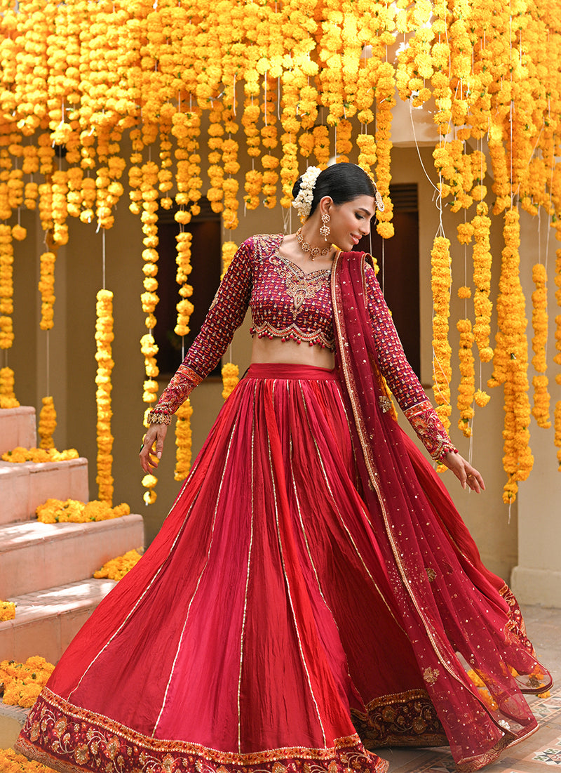 Lenora Deep Red Lehenga Choli