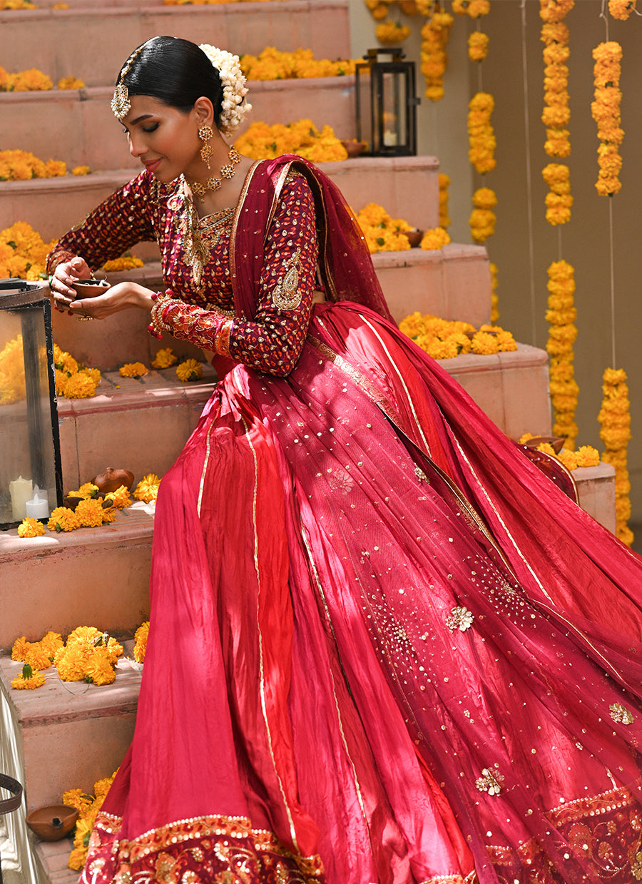 Lenora Deep Red Lehenga Choli