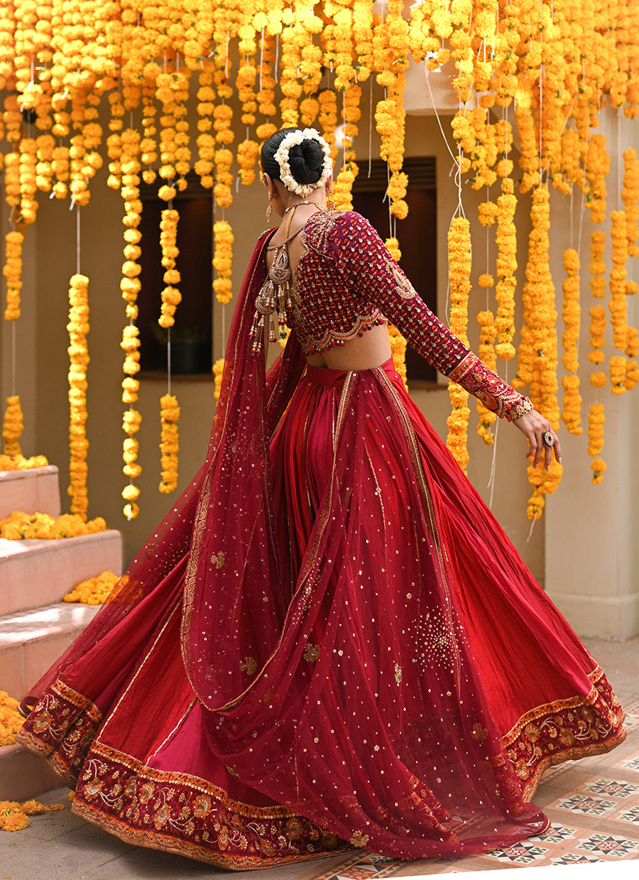 Lenora Deep Red Lehenga Choli