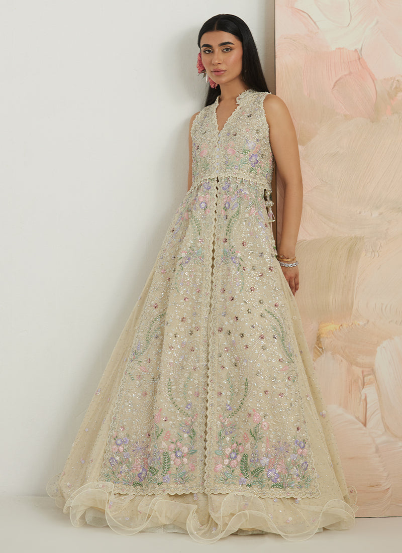 Ambika Open-Front Jacket And Lehnga