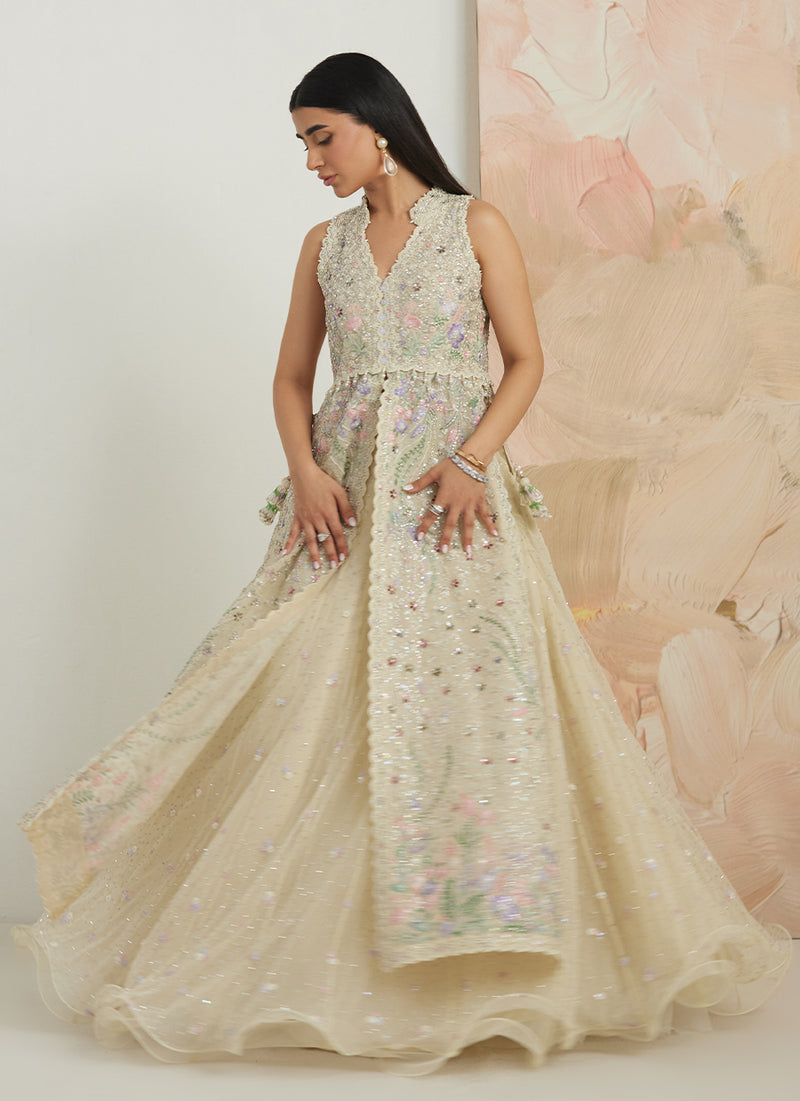 Ambika Open-Front Jacket And Lehnga