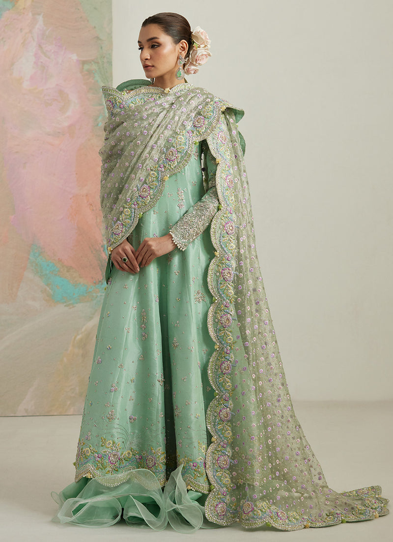 Kels Mint Hues Kalidaar And Lehnga