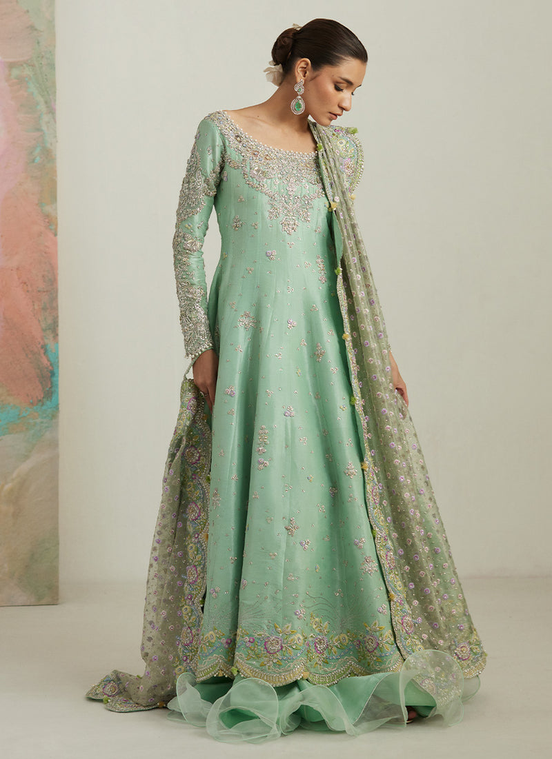 Kels Mint Hues Kalidaar And Lehnga