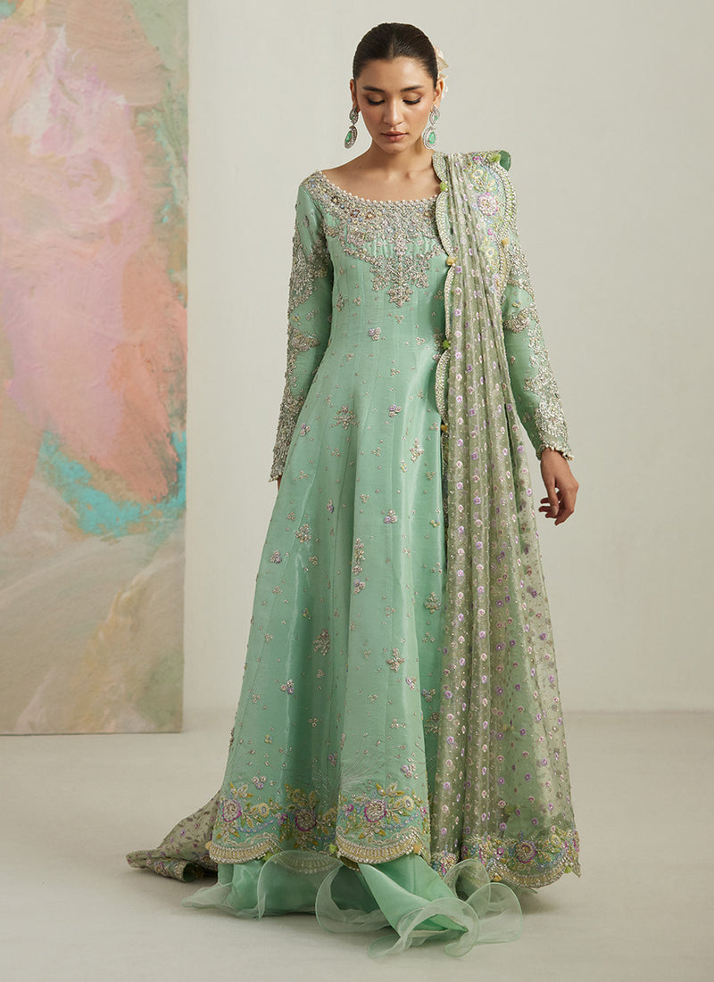 Kels Mint Hues Kalidaar And Lehnga