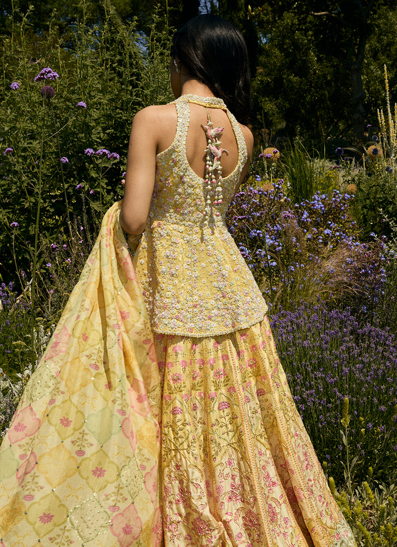Jamaya Peplum With Printed Lehenga