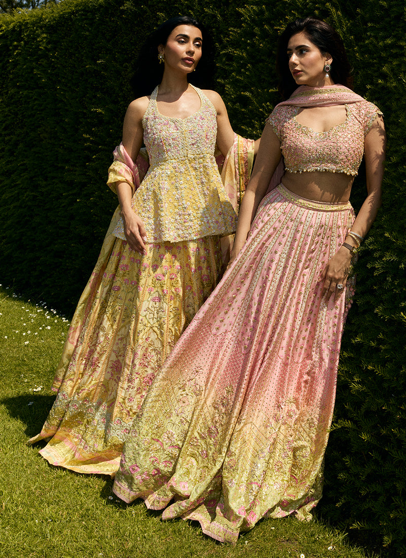Jamaya Peplum With Printed Lehenga
