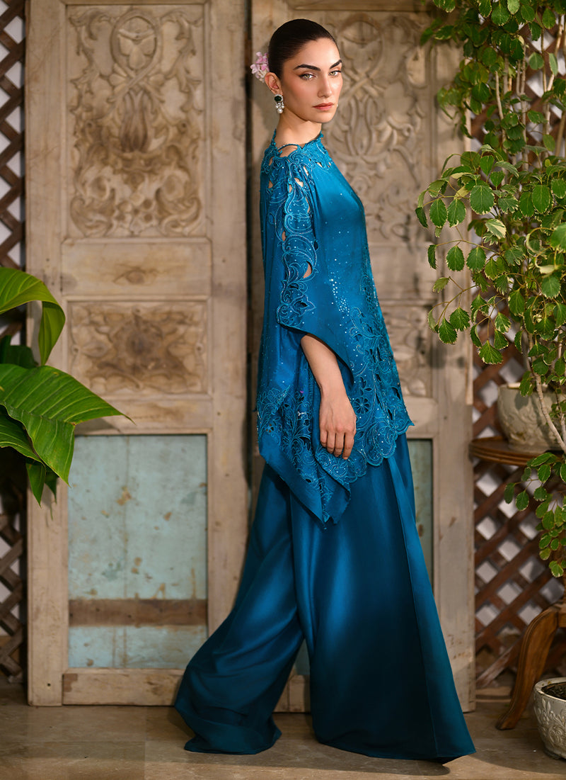 Elsie Peacock Blue Shirt Set