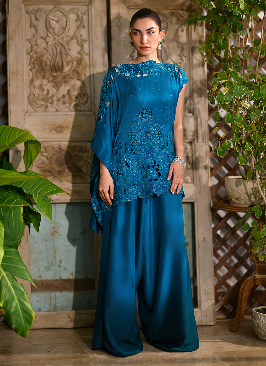 Elsie Peacock Blue Shirt Set