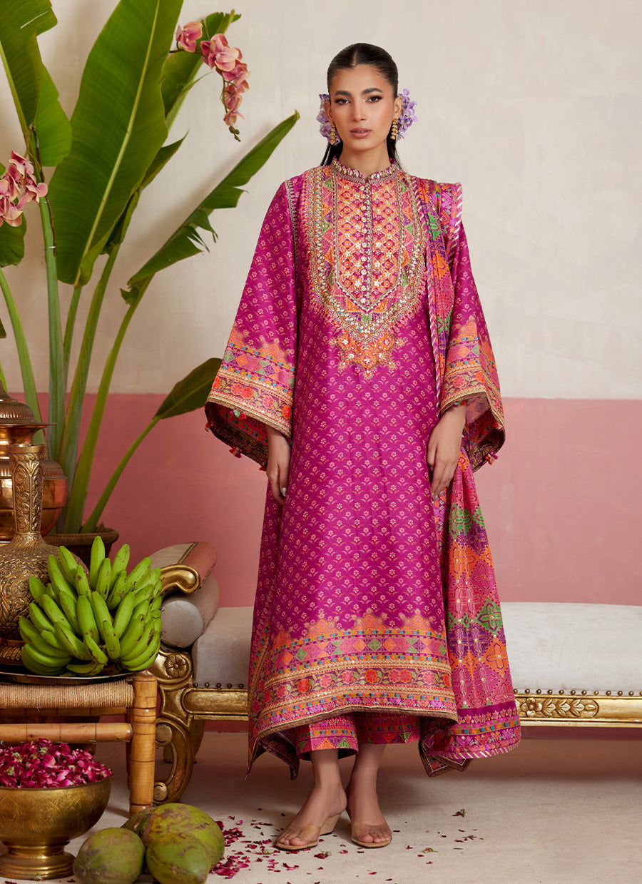 Adena Fuschia Shirt And Dupatta