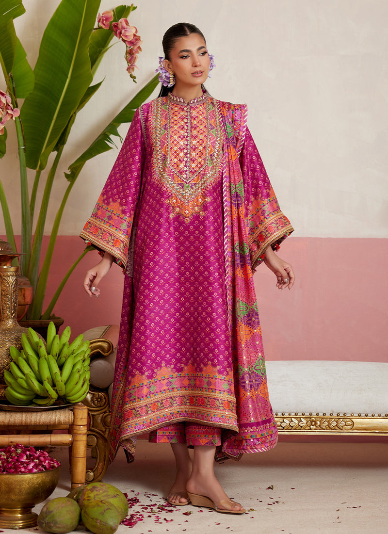 Adena Fushia Shirt And Dupatta