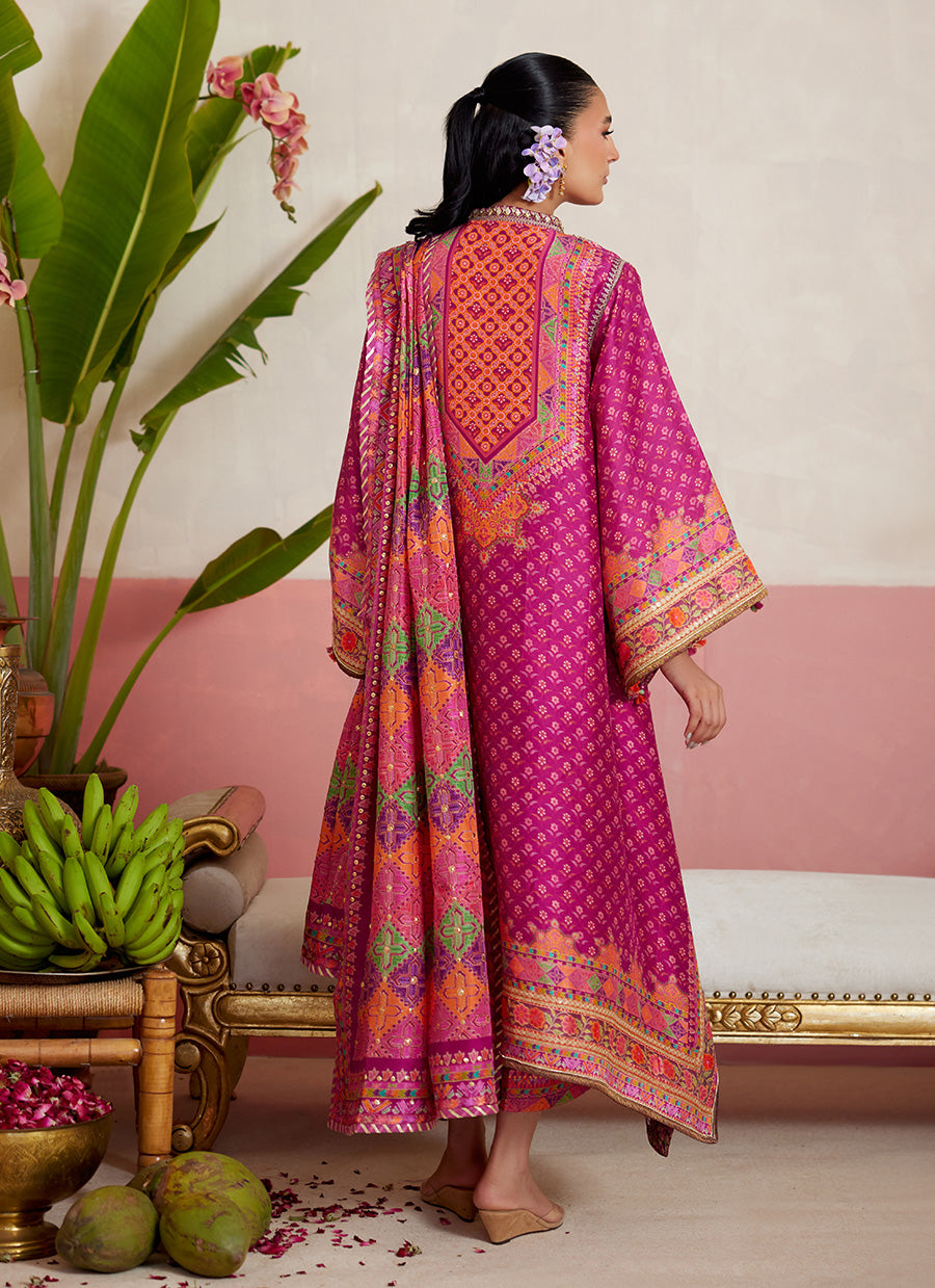 Adena Fuschia Shirt And Dupatta