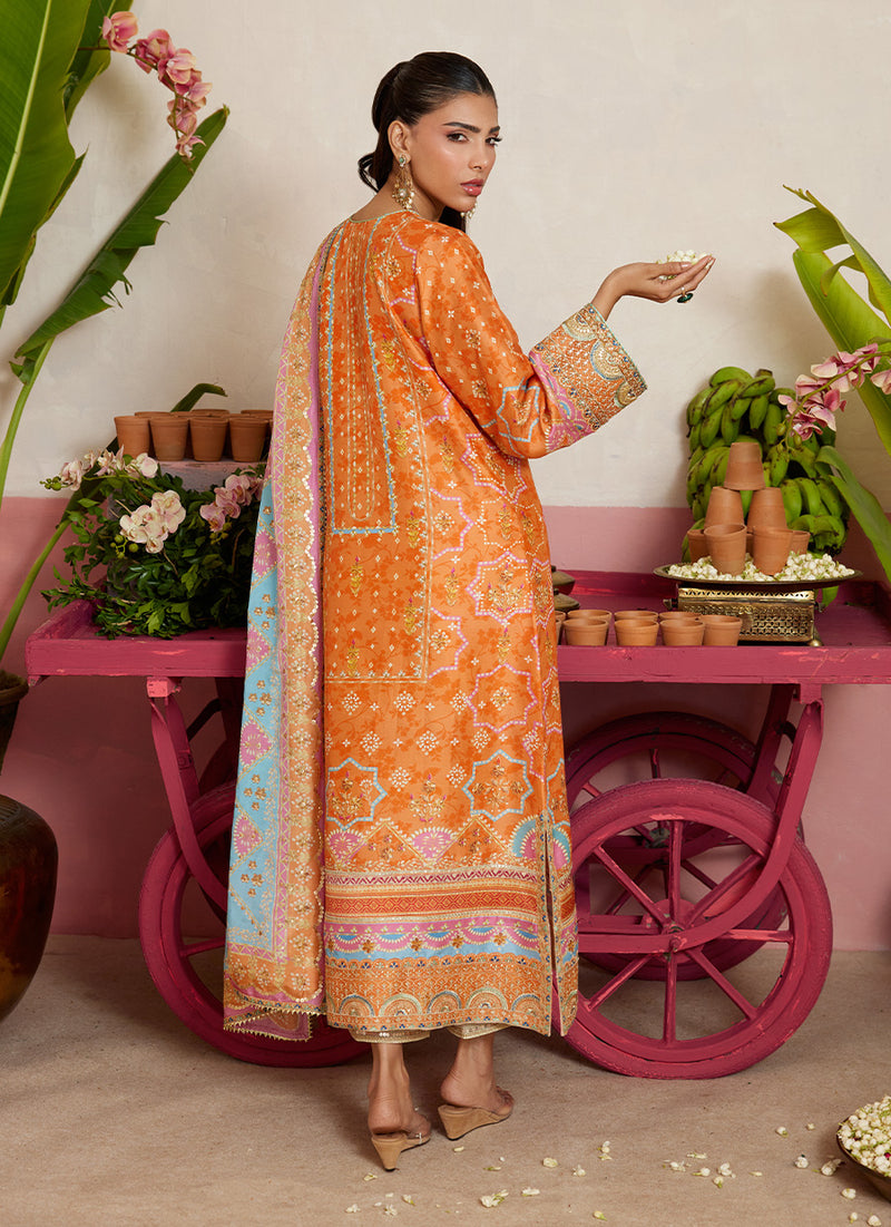 Jenna Tangerine Shirt And Dupatta