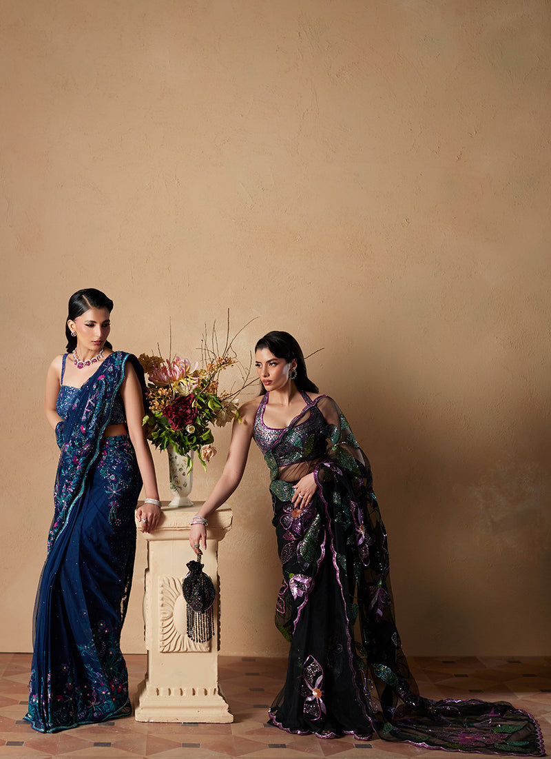 Sena Navy Blue Saree