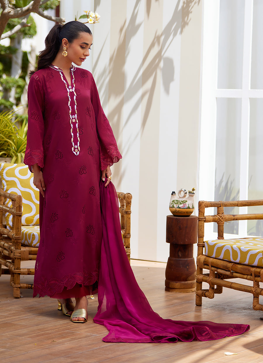 Aiko Burgundy Shirt and Dupatta