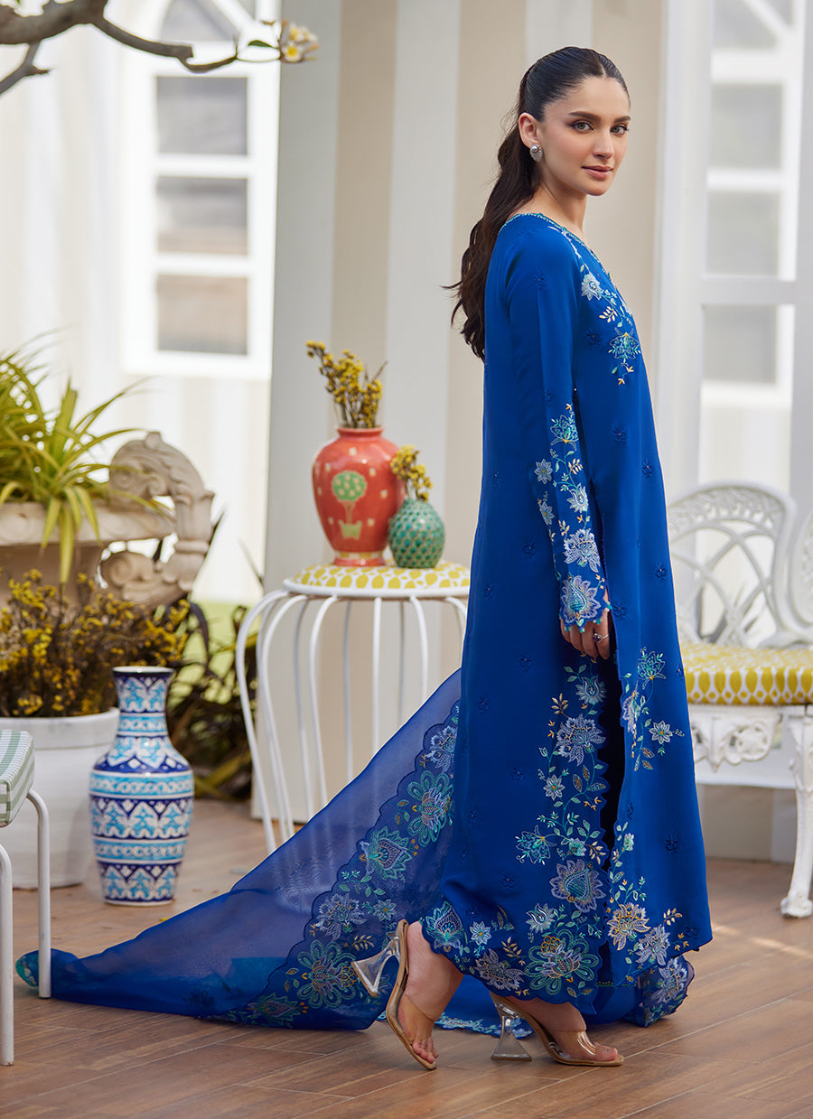 Tavia Cobalt Shirt and Dupatta