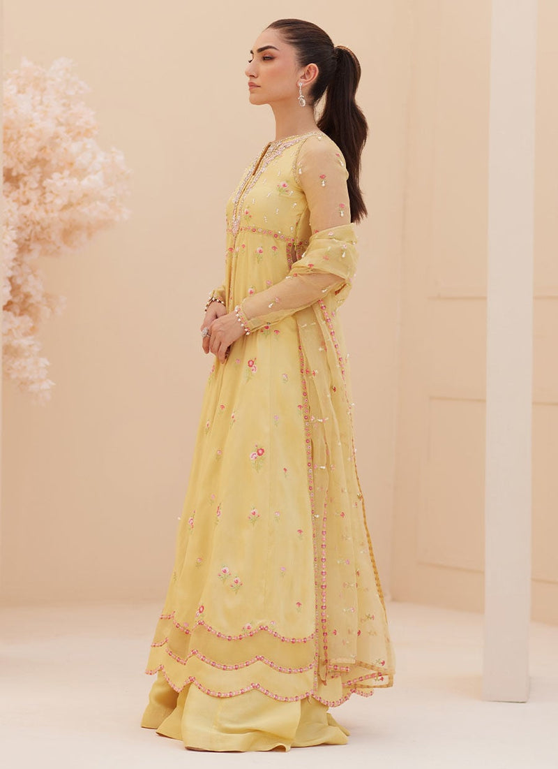 Buttercup Silk Kalidaar And Dupatta