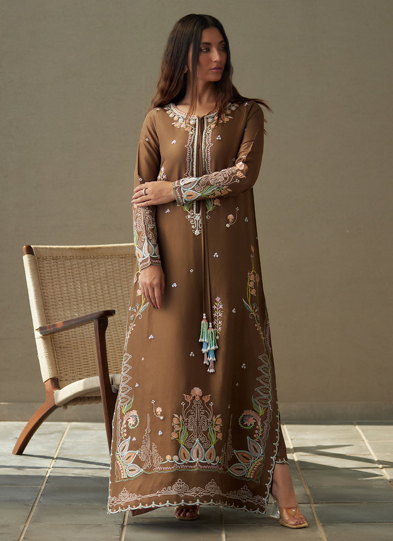 Enia Espresso Silk Kaftan