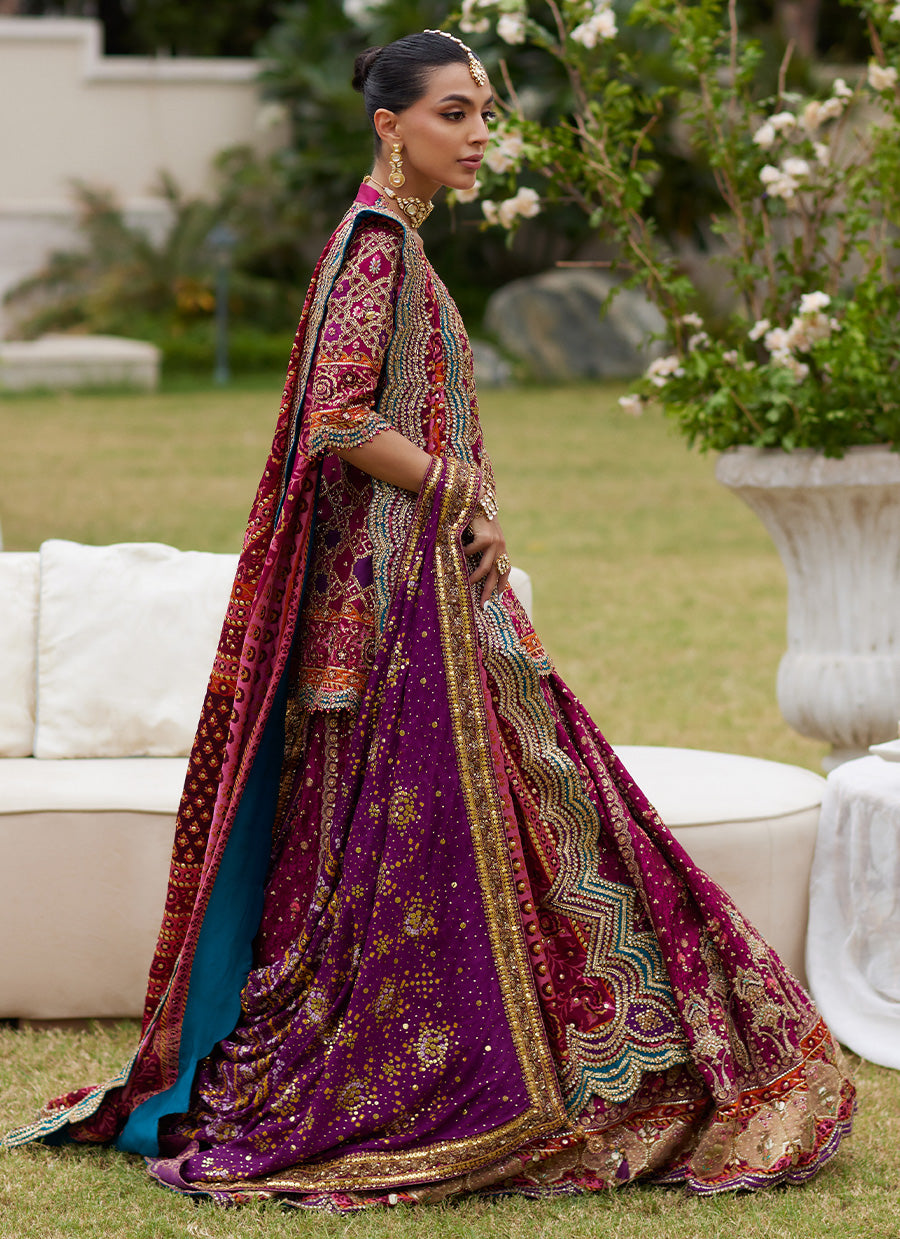 Seraya Magenta Short Shirt And Lehnga