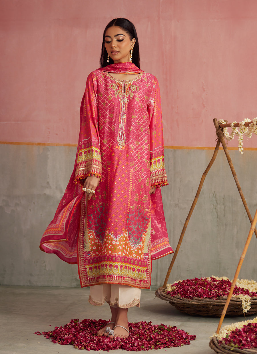 Selin Crimson Shirt And Dupatta