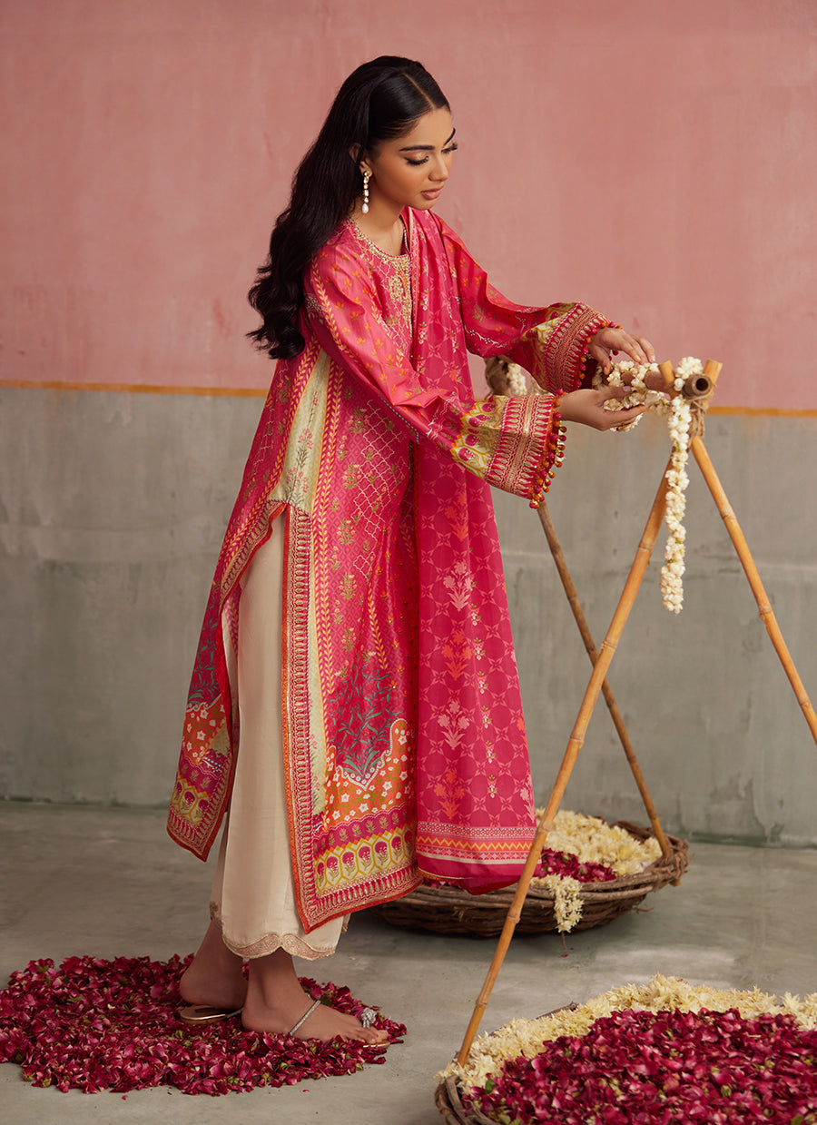 Selin Crimson Shirt And Dupatta