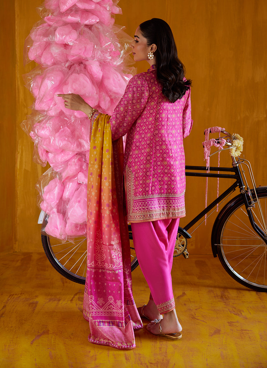 Nazli Hot Pink Shirt And Dupatta