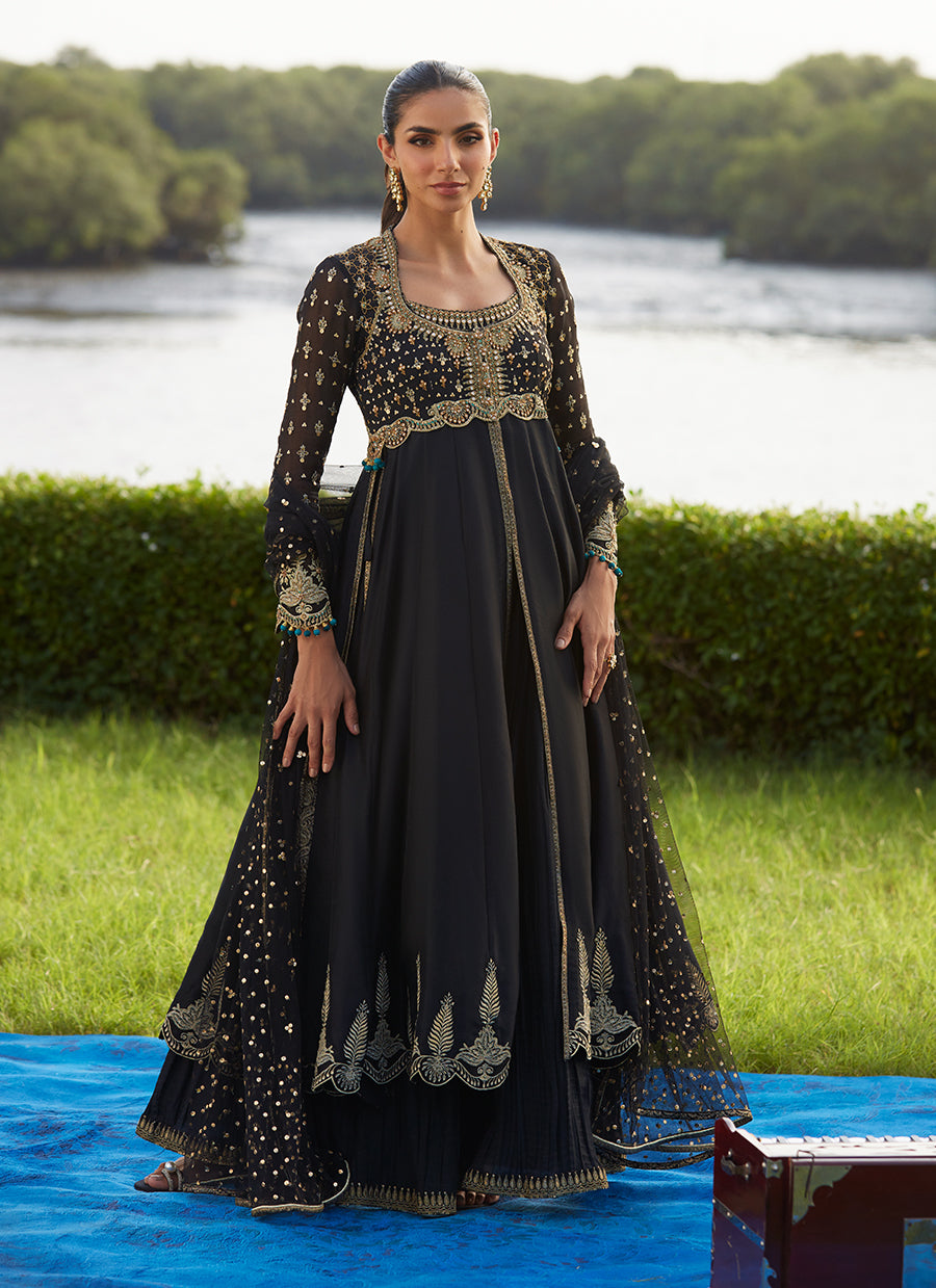Mehzar Black Kalidaar And Dupatta