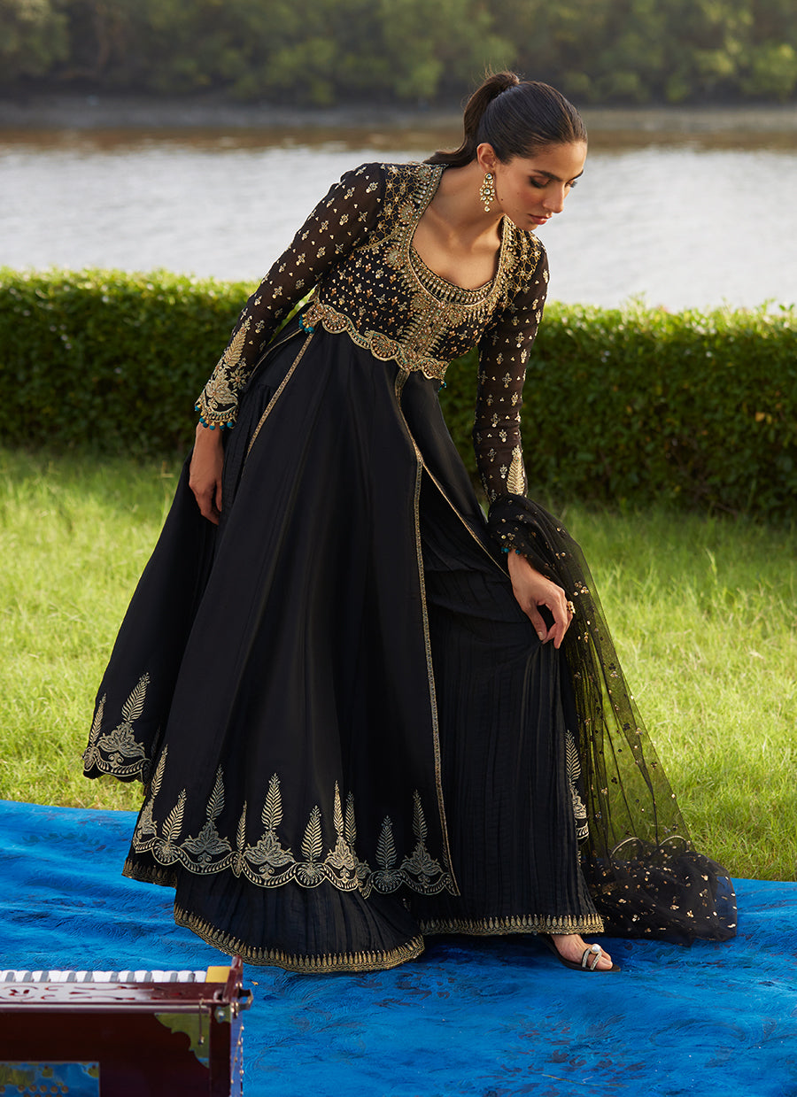 Mehzar Black Kalidaar And Dupatta