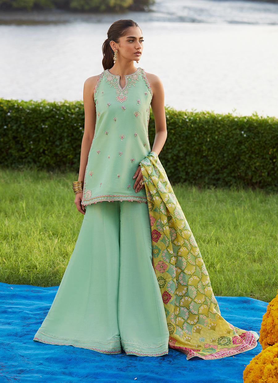 Cascade Mint Shirt And Dupatta