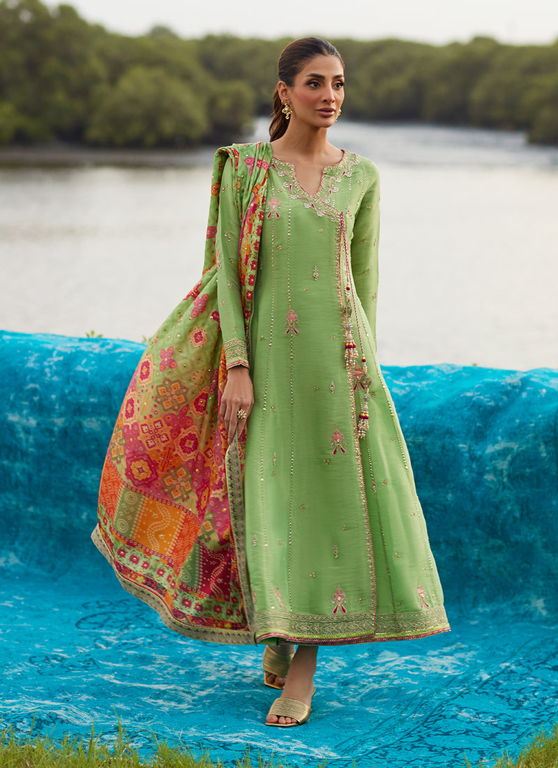 Elysian Sage Shirt And Dupatta