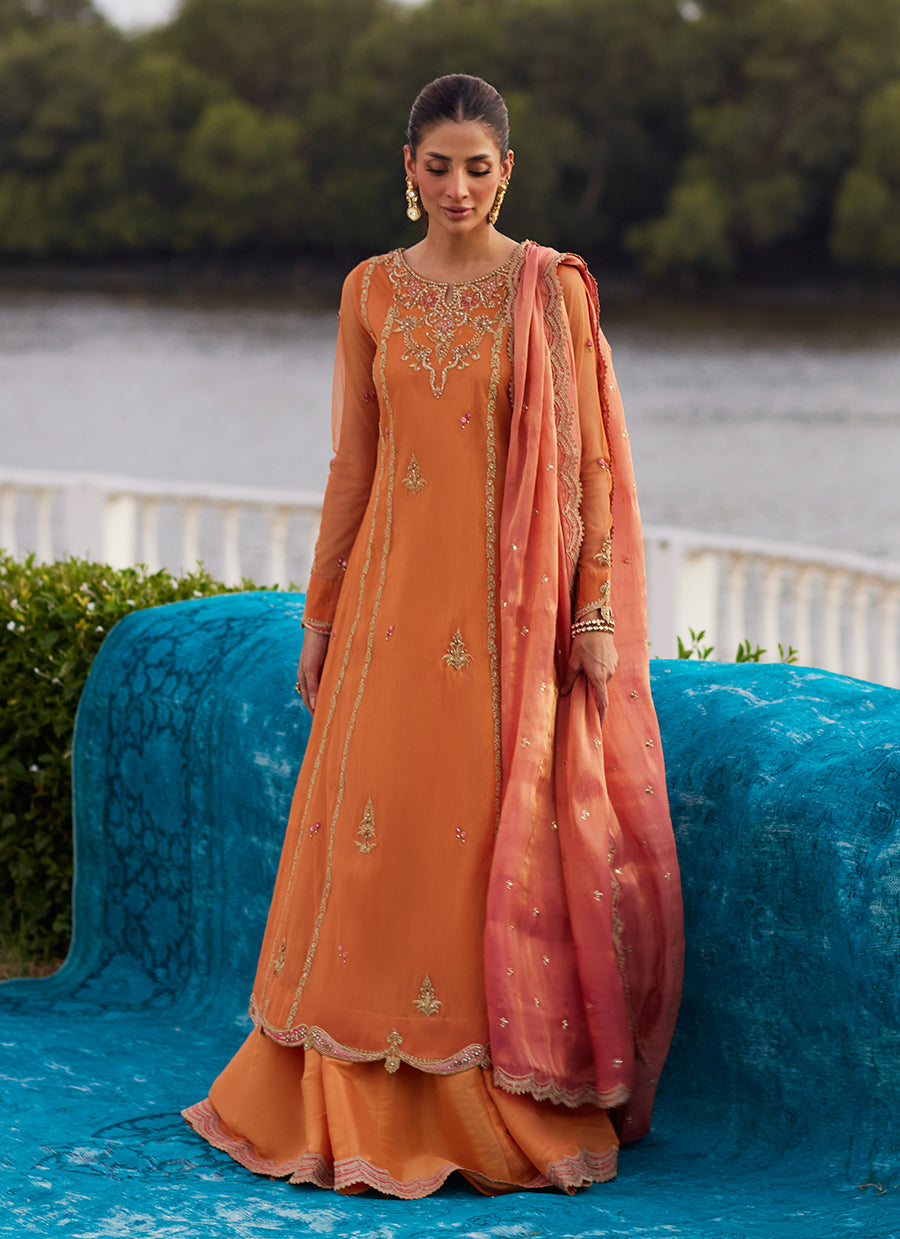 Anarkali Apricot Kalidaar And Dupatta